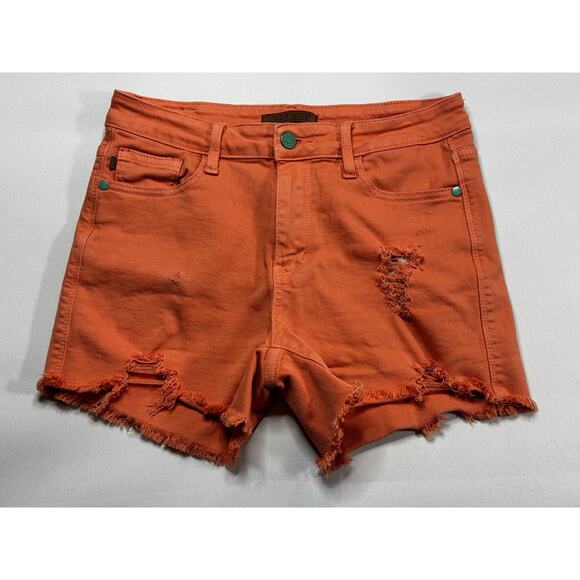 Judy Blue Women's Salmon Colored Stretch Denim Cut-Off Shorts - Size M (28x3) - Picture 1 of 6